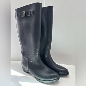DAV Black Rubber Rain Boots Women size 9 Tall Waterproof Stylish Weather Boot